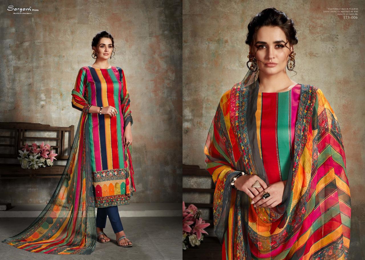 Sargam Jolly Pure Zam Designer Prints With Hand Work and Satin Dyed bottom with Pure Bemberg Print Dupatta Collections